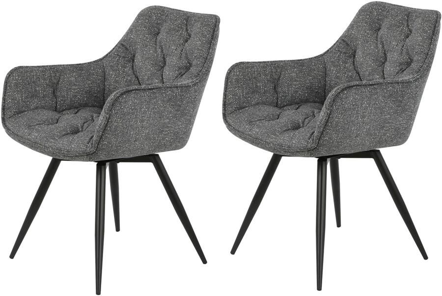 HELA Eetkamerstoel Mara Draaistoel teddy bekleding geweven stof of velvet (set) - Foto 4