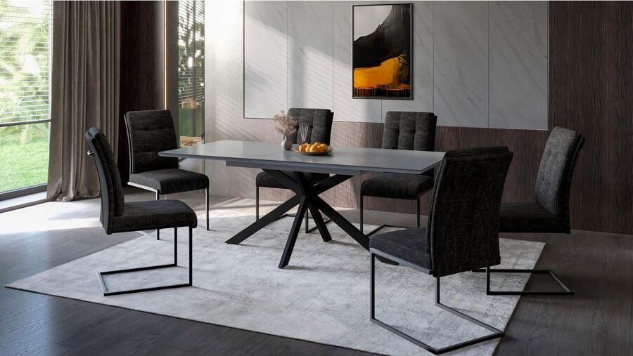 HELA Eettafel CHIARA uitschuifbare tafel 160 200 cm met onderhoudsvriendelijk stenen oppervlak (1 stuk) - Foto 4
