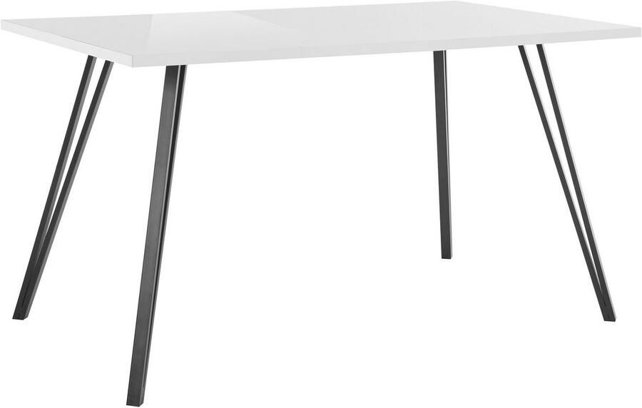 HELA Eettafel JENN Hoogglans wit gelakt tafelblad vast onderstel V-vormig (1 stuk) - Foto 3