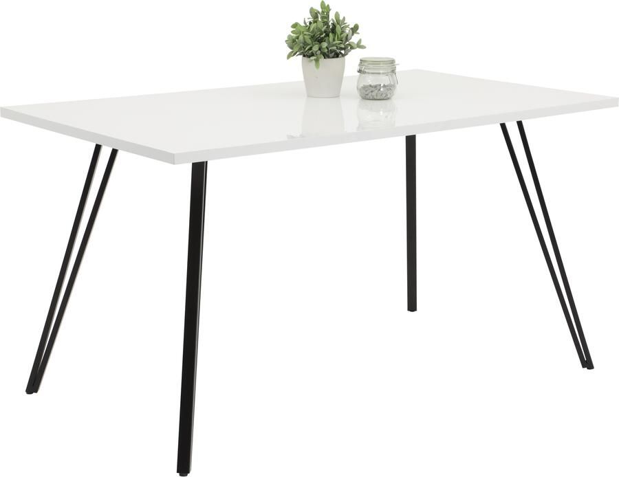 HELA Eettafel JENN Hoogglans wit gelakt tafelblad vast onderstel V-vormig (1 stuk) - Foto 2