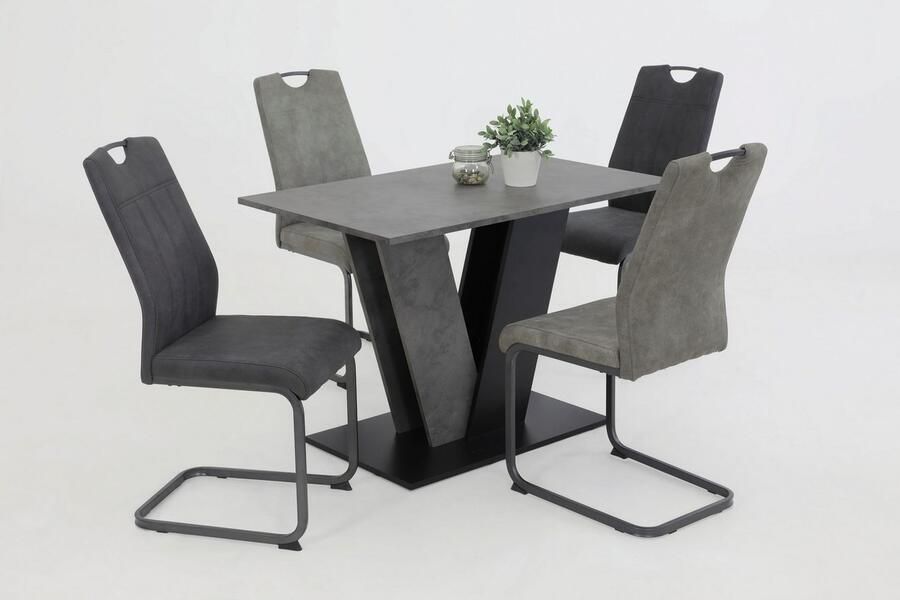 HELA Eettafel JUDITH met ABS-rand Melamine zuiltjestafel V-vorm bodemplaat in contrasterende kleur (1 stuk) - Foto 3