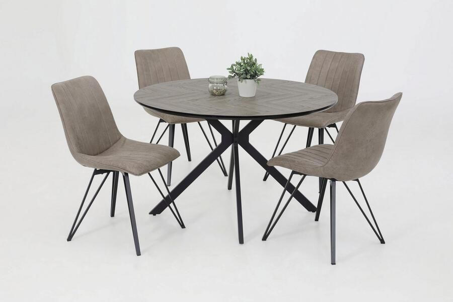 HELA Eettafel PETRA rond zwitserse rand mdf visgraat nabootsing (1 stuk) - Foto 2