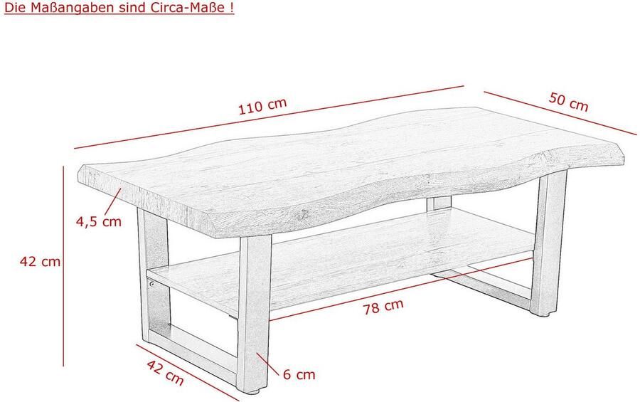 HELA Salontafel GABRIEL Legplank boomrand-look U-frame (1 stuk) - Foto 2