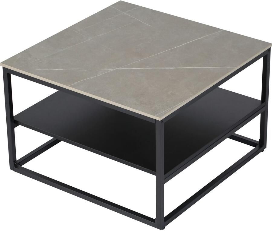 HELA Salontafel Hugo Salontafel vierkant gesinterde steen opbergplank (1 stuk)