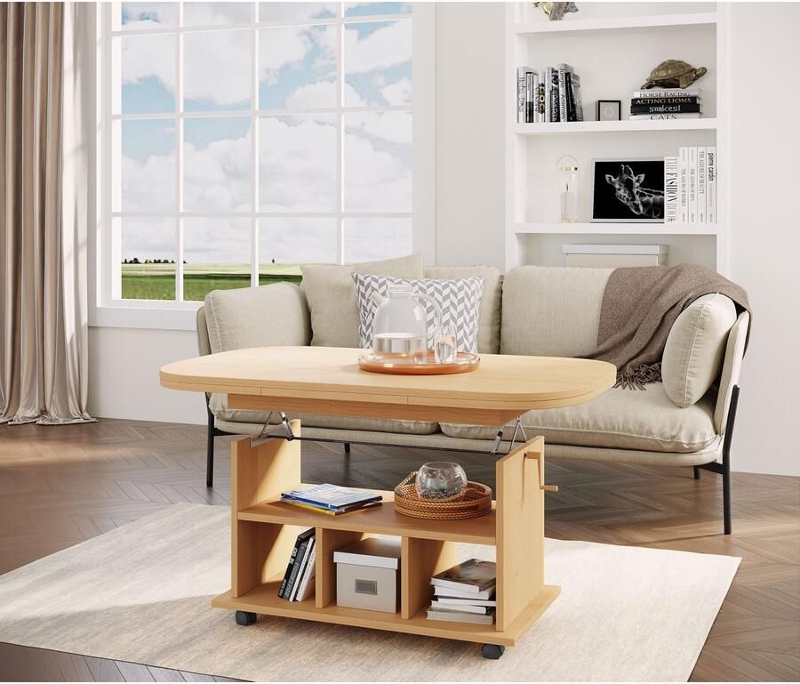 HELA Salontafel op wieltjes in hoogte verstelbaar en uittrekbaar - Foto 3