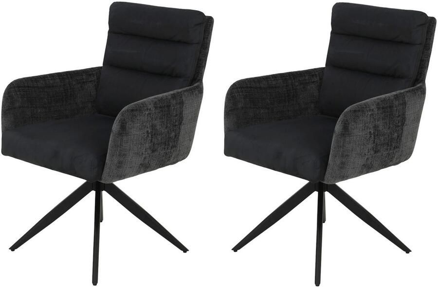 HELA Stoel met armleuningen LEANDRA met auto-Return Comfortstoel met veren eetkamerstoel draaibaar (set 2 stuks) - Foto 3