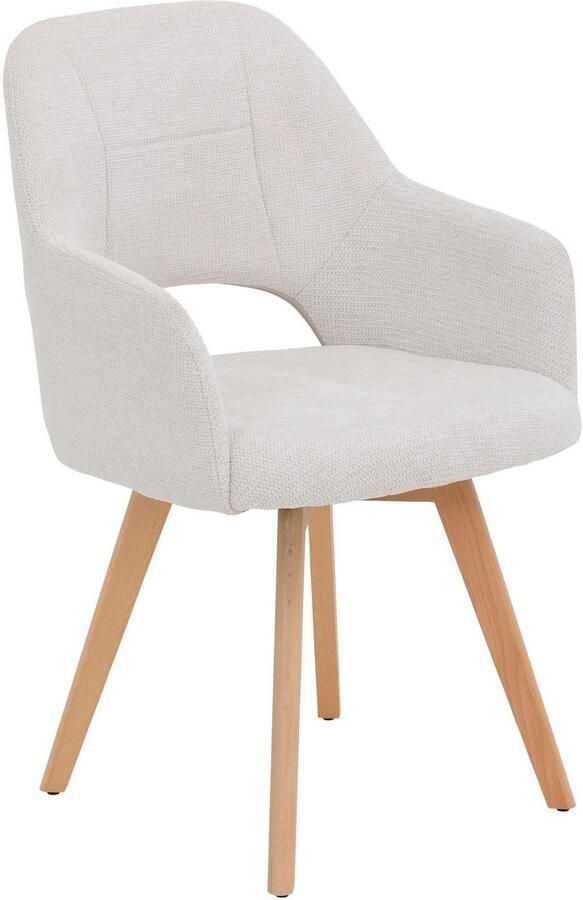 HELA Stoel met armleuningen SOFIA armstoel met massief houten frame bekleding webstof Eetkamerstoel fauteuil met armleuningen subtiele ruguitsparing (set 2 stuks) - Foto 3