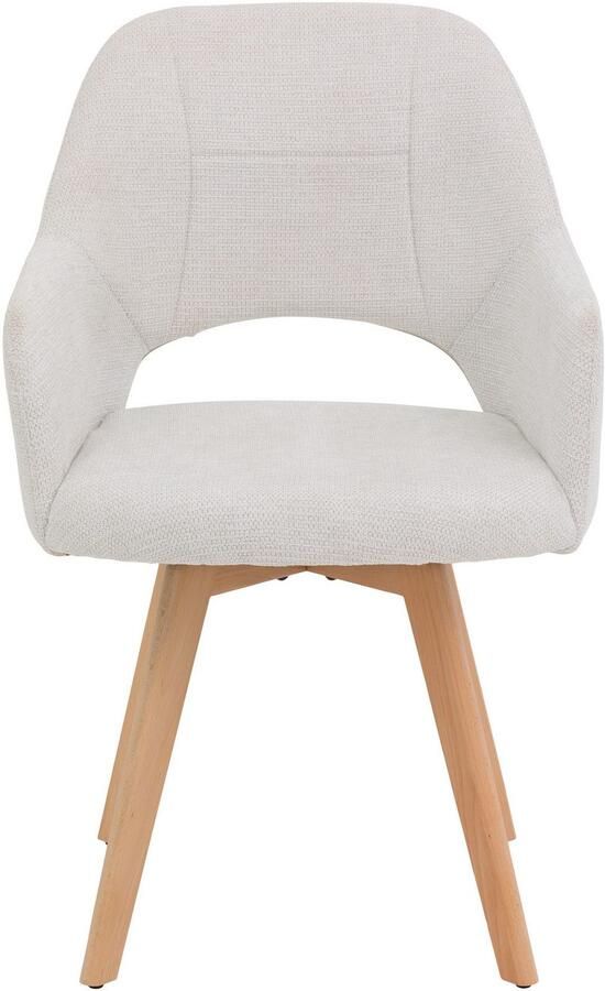 HELA Stoel met armleuningen SOFIA armstoel met massief houten frame bekleding webstof Eetkamerstoel fauteuil met armleuningen subtiele ruguitsparing (set 2 stuks) - Foto 5