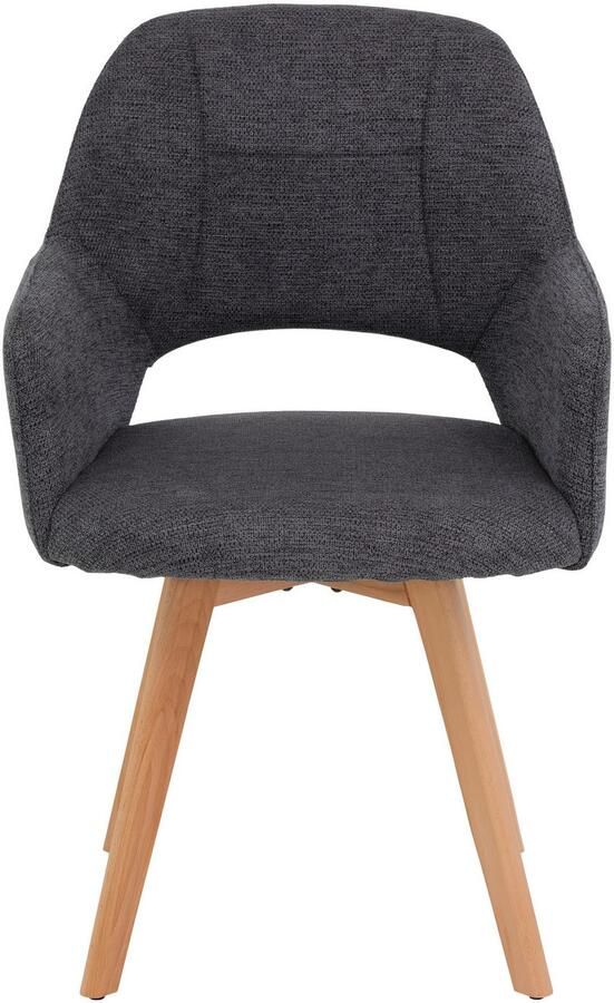 HELA Stoel met armleuningen SOFIA armstoel met massief houten frame bekleding webstof Eetkamerstoel fauteuil met armleuningen subtiele ruguitsparing (set 2 stuks) - Foto 5