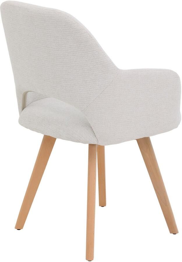 HELA Stoel met armleuningen SOFIA armstoel met massief houten frame bekleding webstof Eetkamerstoel fauteuil met armleuningen subtiele ruguitsparing (set 2 stuks)