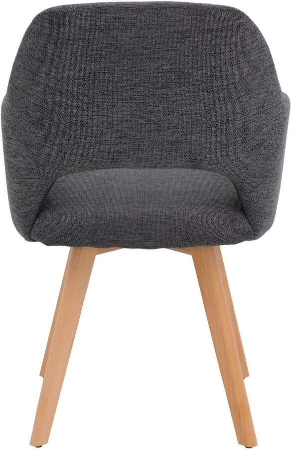 HELA Stoel met armleuningen SOFIA armstoel met massief houten frame bekleding webstof Eetkamerstoel fauteuil met armleuningen subtiele ruguitsparing (set 2 stuks) - Foto 2