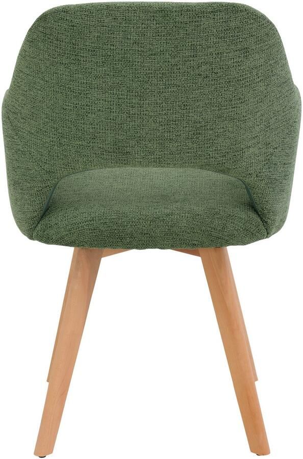 HELA Stoel met armleuningen SOFIA armstoel met massief houten frame bekleding webstof Eetkamerstoel fauteuil met armleuningen subtiele ruguitsparing (set 2 stuks) - Foto 2