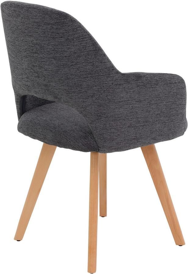 HELA Stoel met armleuningen SOFIA armstoel met massief houten frame bekleding webstof Eetkamerstoel fauteuil met armleuningen subtiele ruguitsparing (set 2 stuks)