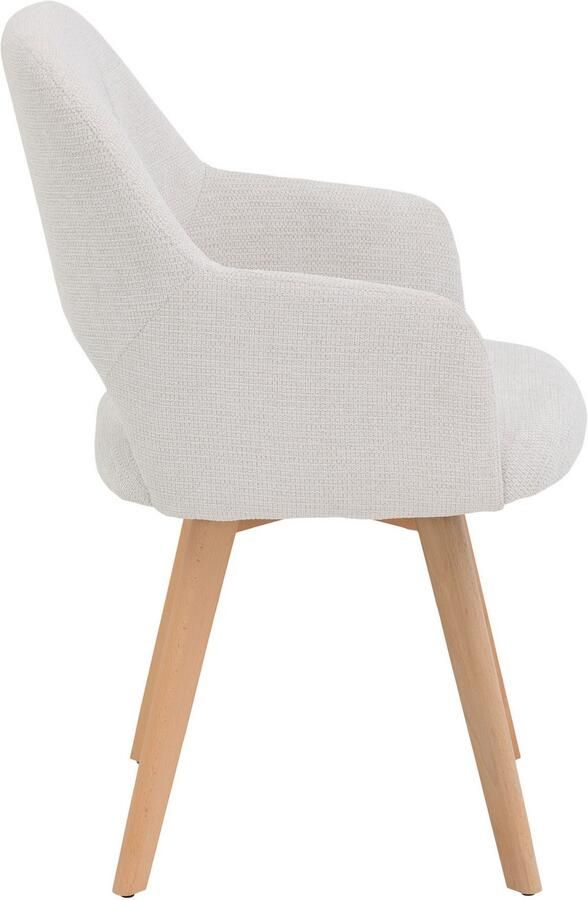 HELA Stoel met armleuningen SOFIA armstoel met massief houten frame bekleding webstof Eetkamerstoel fauteuil met armleuningen subtiele ruguitsparing (set 2 stuks) - Foto 2