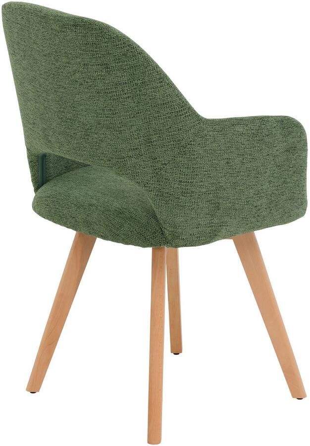 HELA Stoel met armleuningen SOFIA armstoel met massief houten frame bekleding webstof Eetkamerstoel fauteuil met armleuningen subtiele ruguitsparing (set 2 stuks)