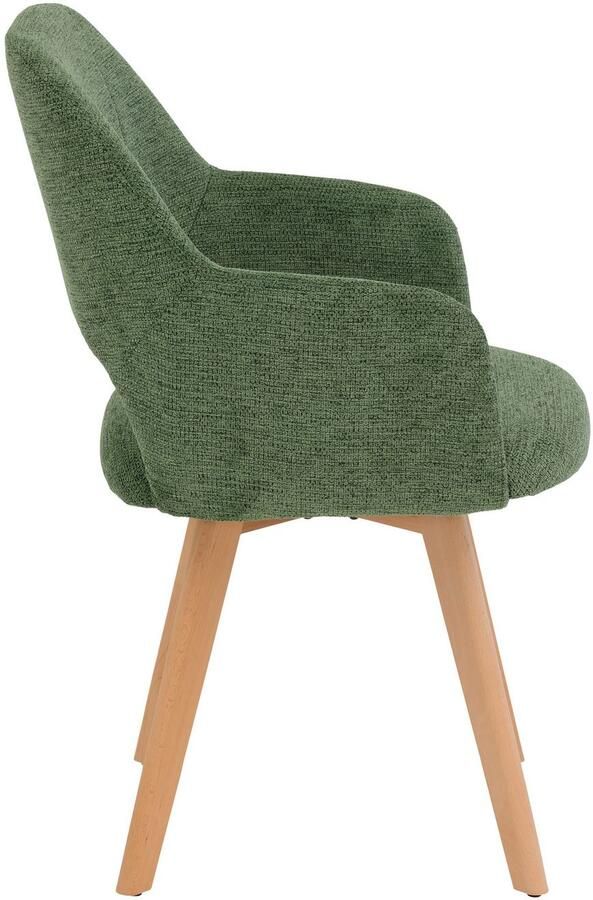 HELA Stoel met armleuningen SOFIA armstoel met massief houten frame bekleding webstof Eetkamerstoel fauteuil met armleuningen subtiele ruguitsparing (set 2 stuks) - Foto 3