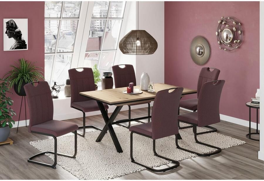 HELA Eethoek Tafel uittrekbaar 140 -220 cm Belastbaarheid 140 kg comfortabel gestoffeerd met handgreep (set 5-delig) - Foto 5
