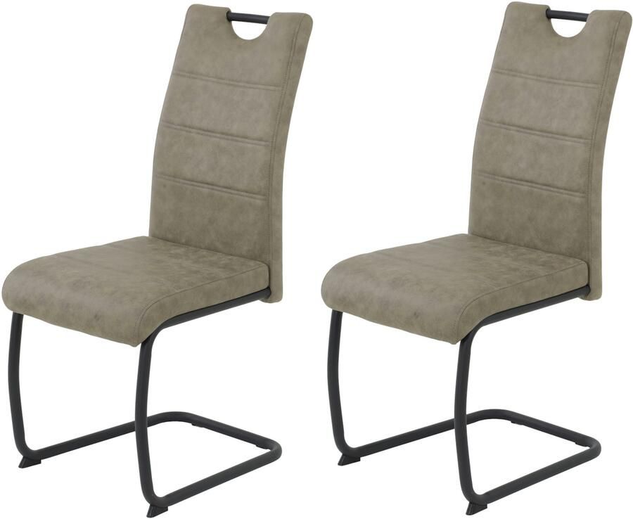 HELA Vrijdragende stoel DUNJA Schommelstoel vintage look met handvat rond buisframe (set 2 stuks) - Foto 6