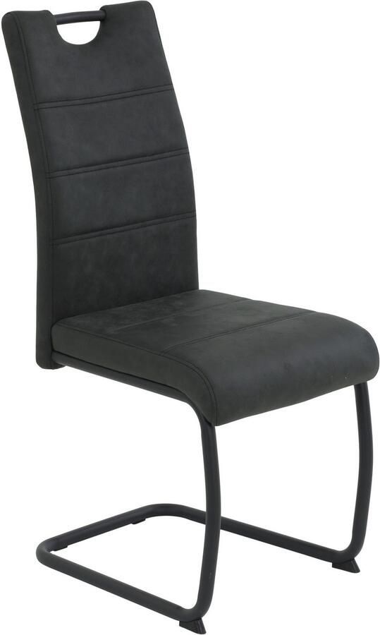 HELA Vrijdragende stoel DUNJA Schommelstoel vintage look met handvat rond buisframe (set 2 stuks) - Foto 2