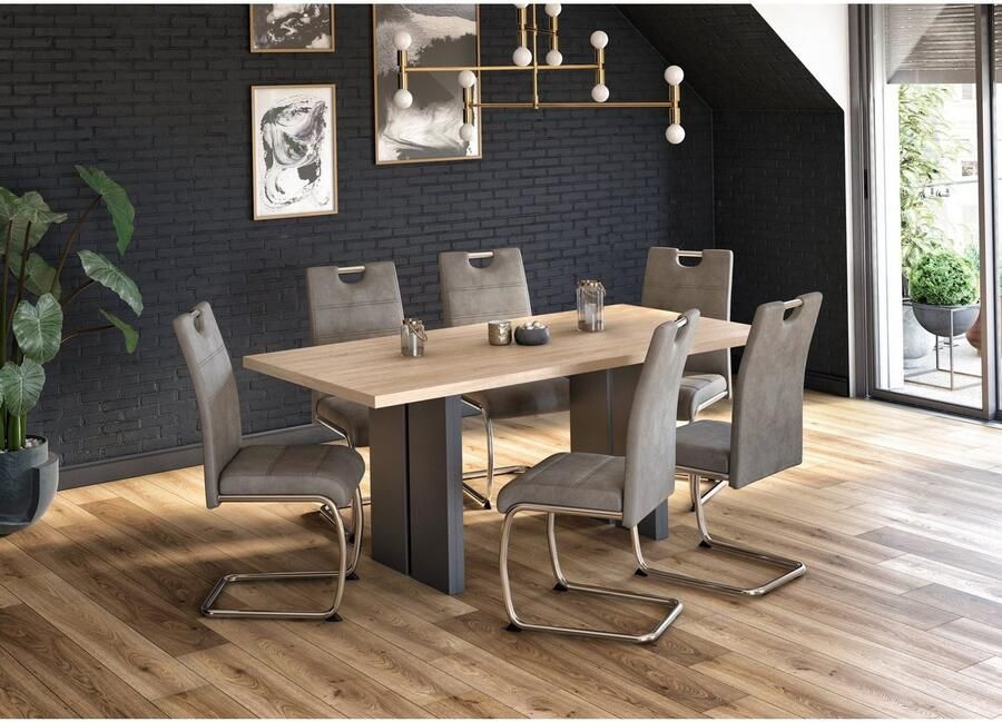 HELA Vrijdragende stoel Flora eetkamerstoelen Vrijdragende stoel set: 1 2 of 4 stuks hoog zitcomfort - Foto 4