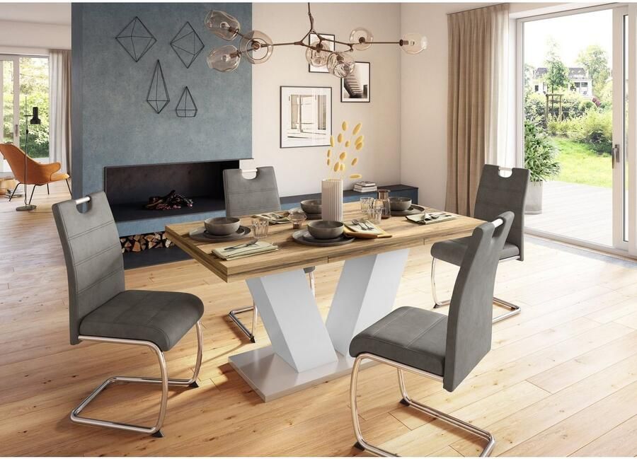HELA Vrijdragende stoel Flora eetkamerstoelen Vrijdragende stoel set: 1 2 of 4 stuks hoog zitcomfort - Foto 5