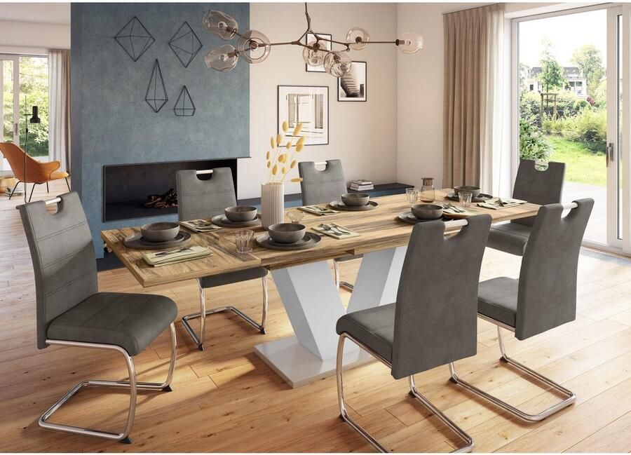 HELA Vrijdragende stoel Flora eetkamerstoelen Vrijdragende stoel set: 1 2 of 4 stuks hoog zitcomfort - Foto 4