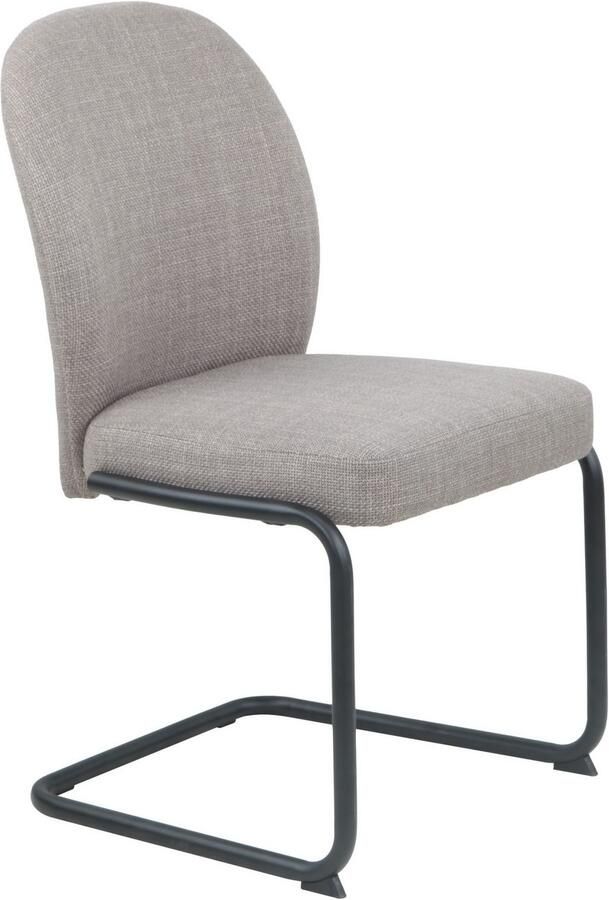 HELA Vrijdragende stoel KAREN Eetkamerstoel ronde buisconstructie gestoffeerd geweven stof schommelstoel (set 2 stuks) - Foto 2