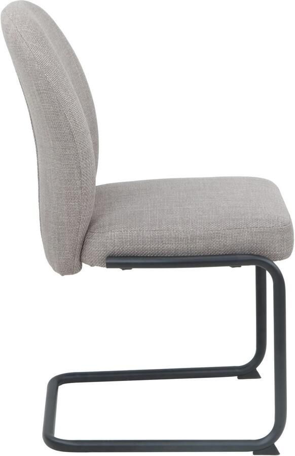 HELA Vrijdragende stoel KAREN Eetkamerstoel ronde buisconstructie gestoffeerd geweven stof schommelstoel (set 2 stuks) - Foto 3