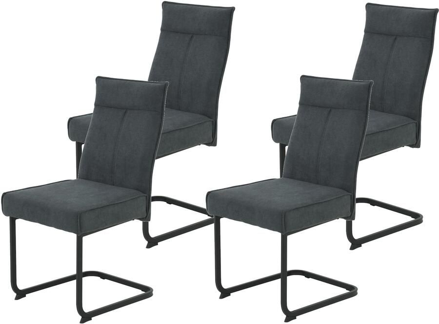 HELA Vrijdragende stoel KAREN eetkamerstoel XL-breedte comfortzit pocketvering greep 140kg belastbaar (set 4 stuks) - Foto 6