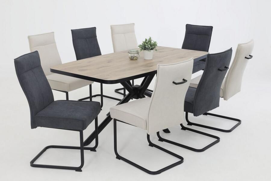 HELA Vrijdragende stoel KAREN eetkamerstoel XL-breedte comfortzit pocketvering greep 140kg belastbaar (set 4 stuks) - Foto 2