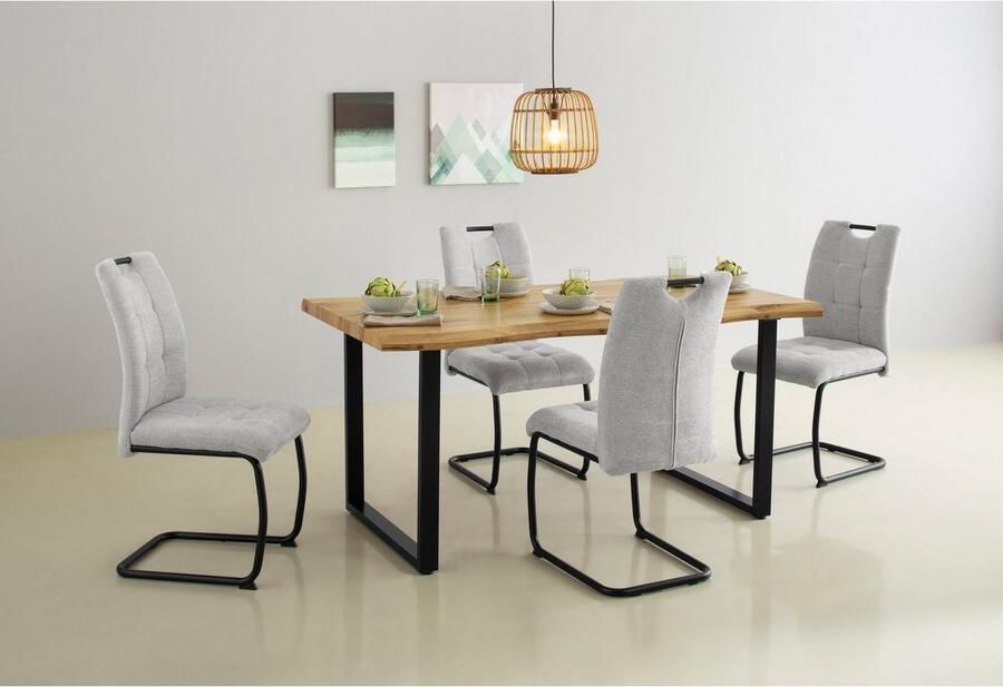 HELA Eettafel GISELLE boomkanttafel keukentafel TOPSELLER! OTTOs Choice Sledeframe metaal industrieel design 140 200 cm breedte 2 kleuren - Foto 5