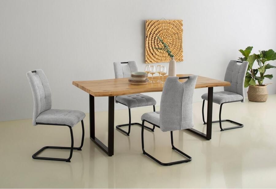 HELA Vrijdragende stoel LEONA eetkamerstoel Keukenstoel voor de eettafel in teddy-look (set) - Foto 5
