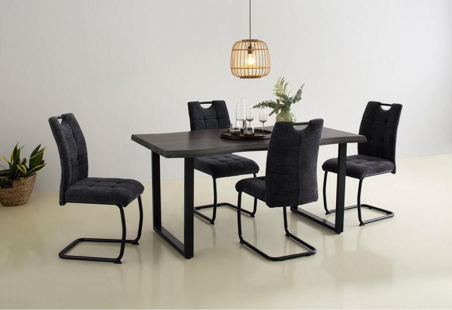 HELA Vrijdragende stoel LEONA eetkamerstoel Keukenstoel voor de eettafel in teddy-look (set) - Foto 2