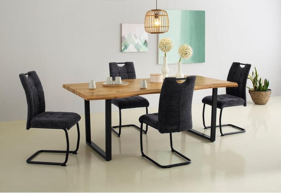 HELA Vrijdragende stoel LEONA eetkamerstoel Keukenstoel voor de eettafel in teddy-look (set) - Foto 3