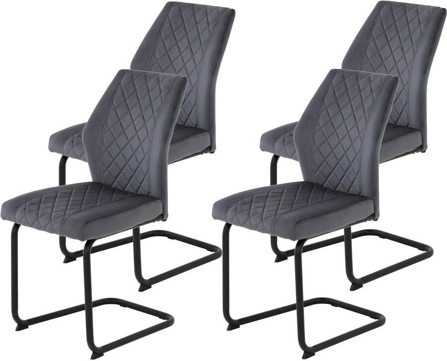 HELA Vrijdragende stoel Vrijhangende DALLAS stoel 140kg belastbaar met ruitvormige stiknaad (set) - Foto 5