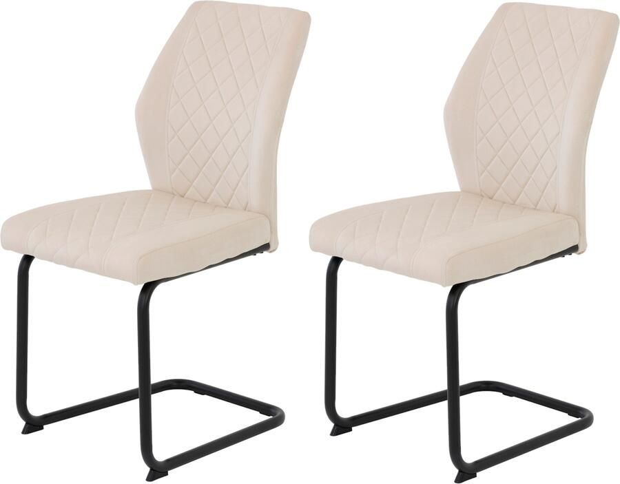 HELA Vrijdragende stoel Vrijhangende DALLAS stoel 140kg belastbaar met ruitvormige stiknaad (set) - Foto 6