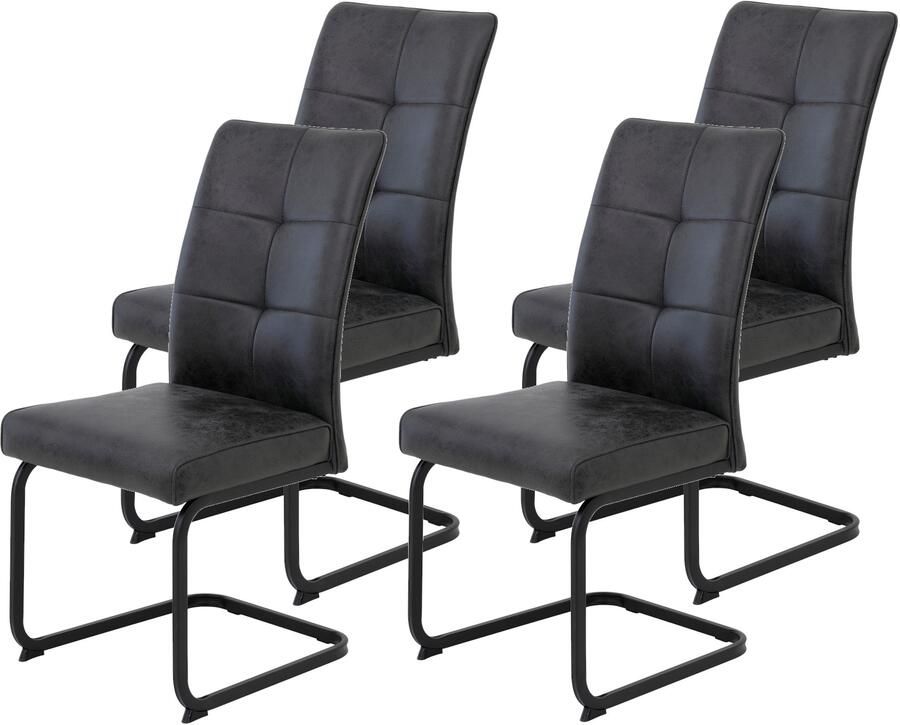 HELA Vrijdragende stoel Vrijhangende TOLEDO stoel met comfortzitting gevoerd microvezel bekleding (set) - Foto 6