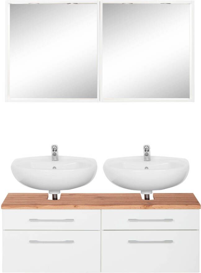 HELD MÖBEL Badkamerserie Davos 2 spiegels inclusief verlichting en wastafelonderkast (3-delig) - Foto 7