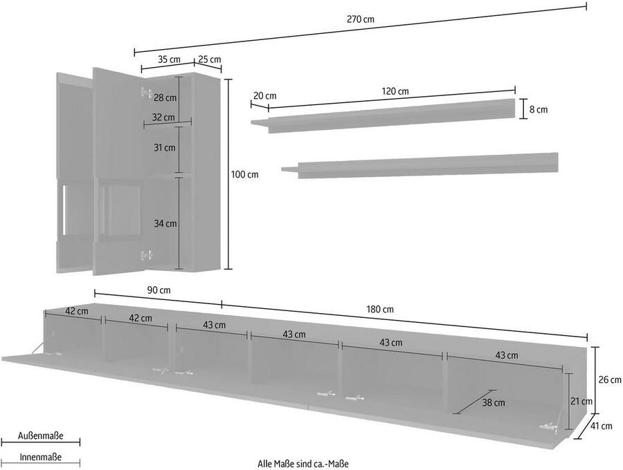Home24 Woonwand Adschman(6 delig ) loftscape