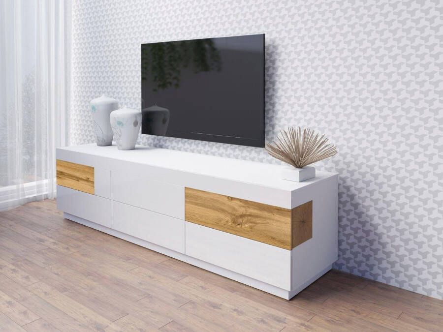 Helvetia Meble Tv-meubel Silke Breedte 206 cm hoogglansfronten - Foto 3