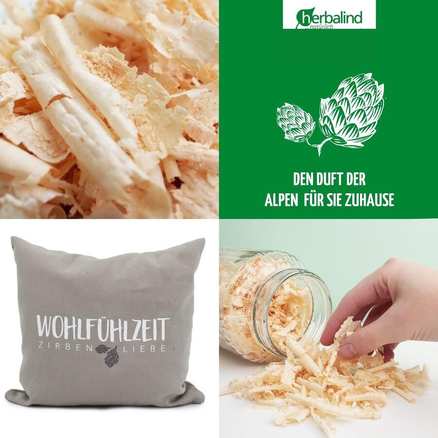 Herbalind Alpendennenkussen Zirbenkussen ontspanning en welzijn! Vervuld met hoogwaardige cederhoutvlokken Made in Germany - Foto 2
