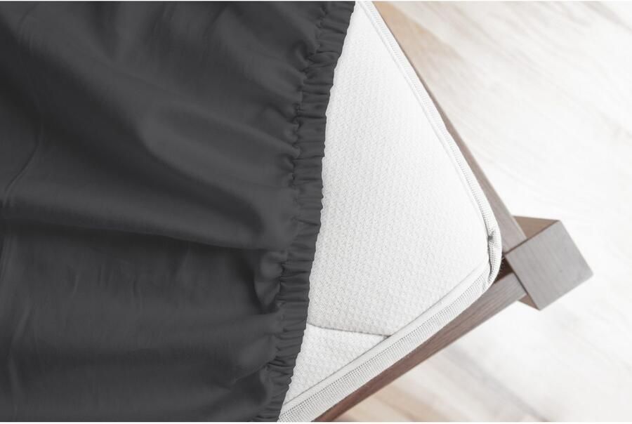 Hip Hoeslaken in mt. 90x200 140x200 of 180x200 cm 100% katoen mako-satijn rondom elastiek tot 25 cm hoogte (1 stuk) - Foto 4