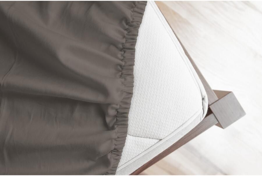 Hip Hoeslaken in mt. 90x200 140x200 of 180x200 cm 100% katoen mako-satijn rondom elastiek tot 25 cm hoogte (1 stuk) - Foto 4