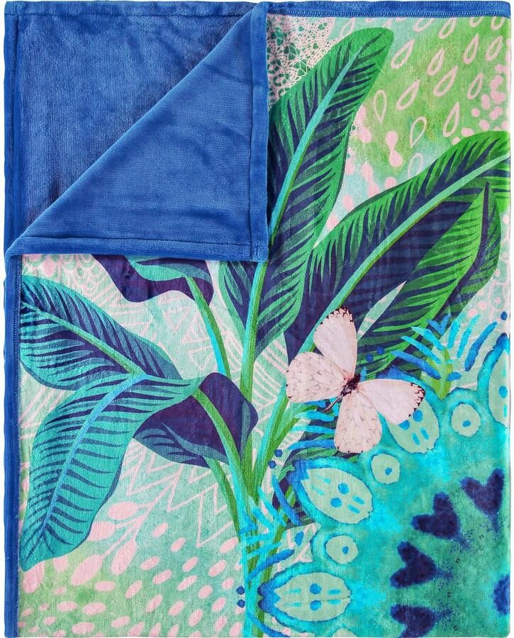 Hip Plaid Isara Zacht knuffeldeken 130x160 cm omkeerbaar mandala olifant blauw - Foto 2