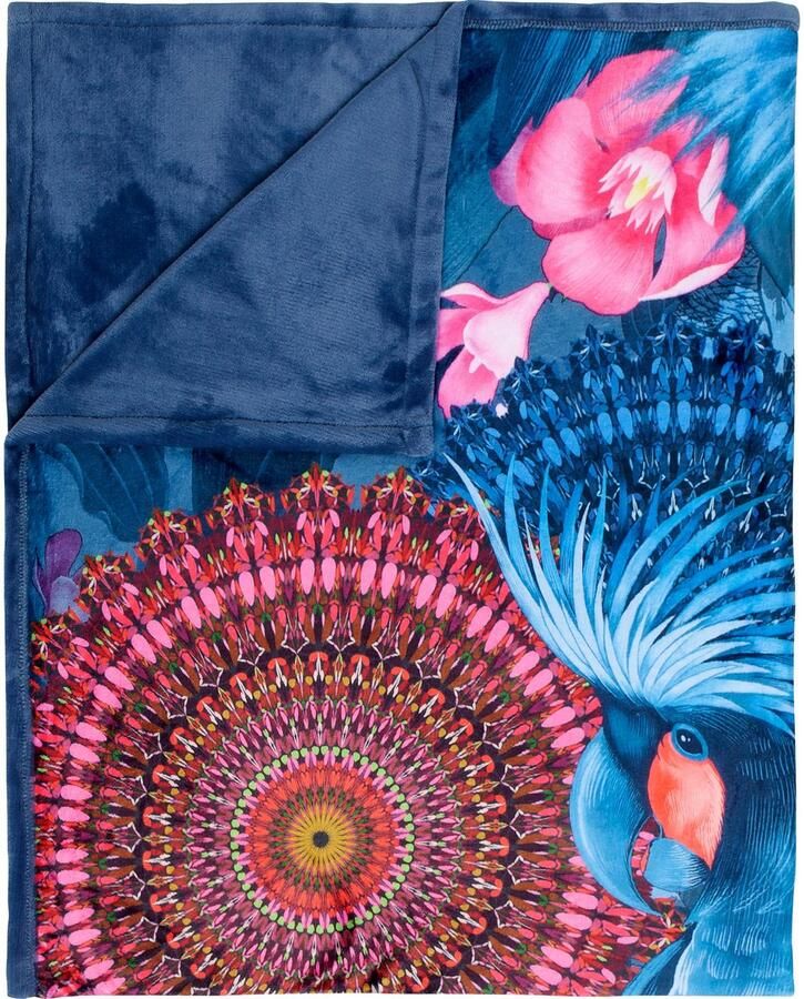 Hip Plaid Ofelia Zacht knuffeldeken 130x160 cm omkeerbaar mandala papegaai blauw - Foto 2