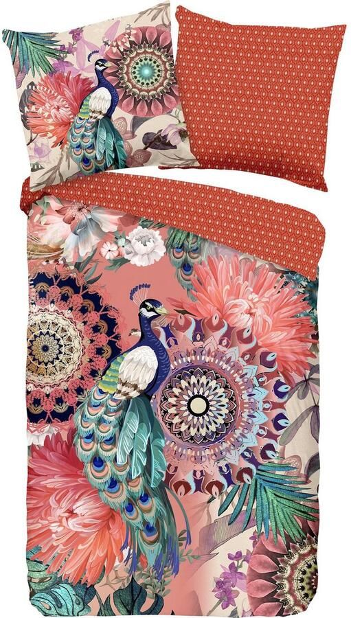 Hip Tweezijdig te gebruiken overtrekset Lynouk Mako-satijn 135x200 Rits Omkeerbaar Mandala Kleurrijk Oranje - Foto 3