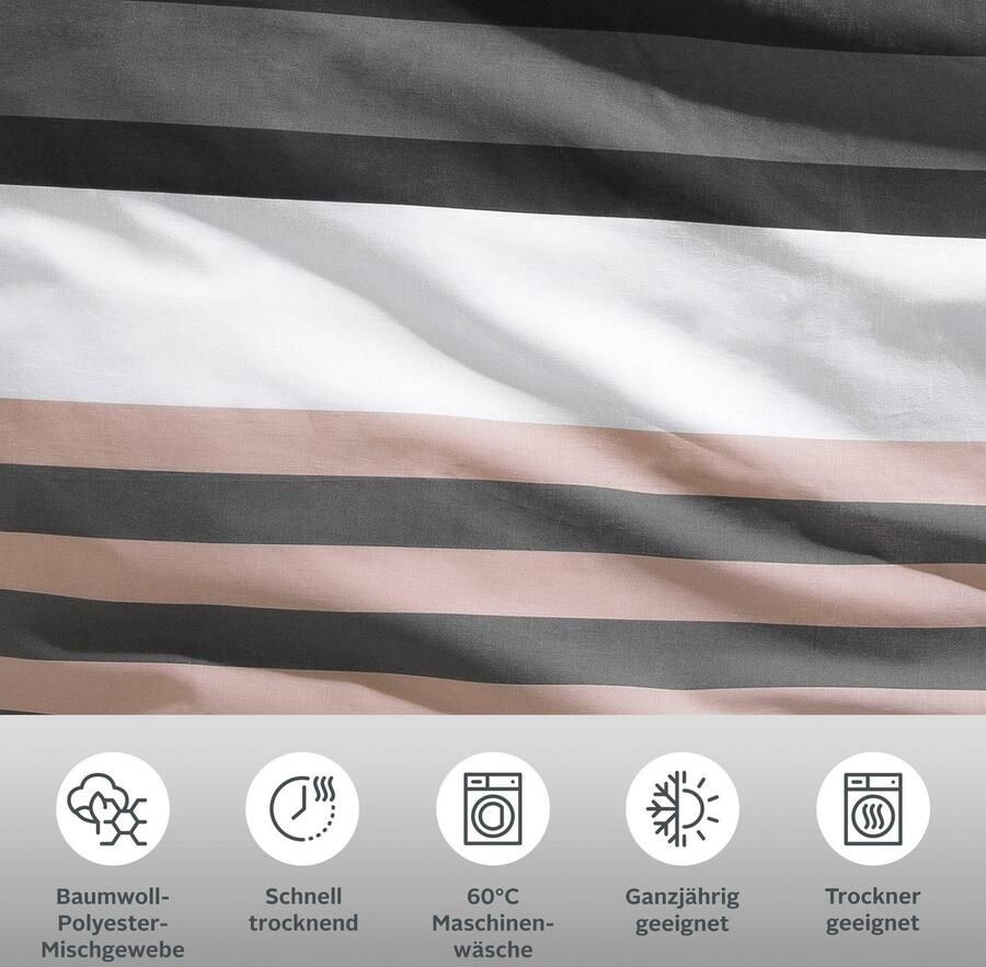 H.I.S Beddengoed Majoran gestreept beddengoed in verschillende kwaliteiten - Foto 3