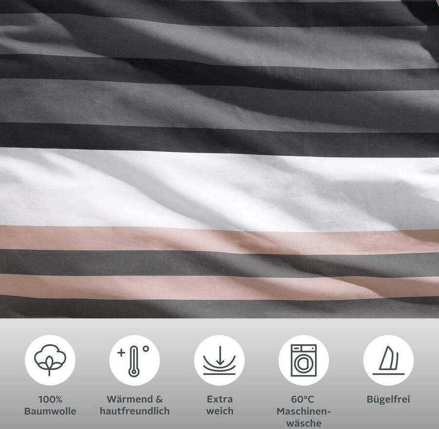 H.I.S Beddengoed Majoran gestreept beddengoed in verschillende kwaliteiten - Foto 4