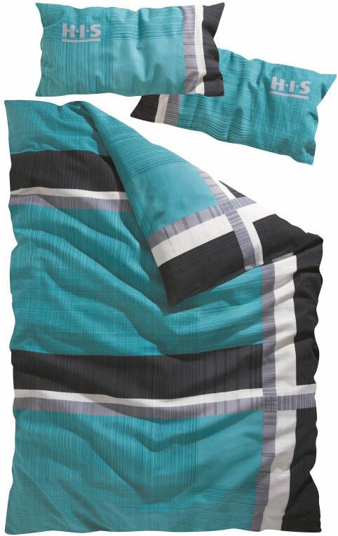H.I.S Overtrekset Linus in mt. 135x200 of 155x220 cm Fijnflanel behaaglijk warm in de winter gestreepte dekbedovertrek van katoen