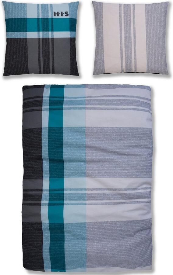 H.I.S Overtrekset Pascal in 135x200 of 155x220 cm geruit katoenen bedlinnen met rits (2-delig) - Foto 4